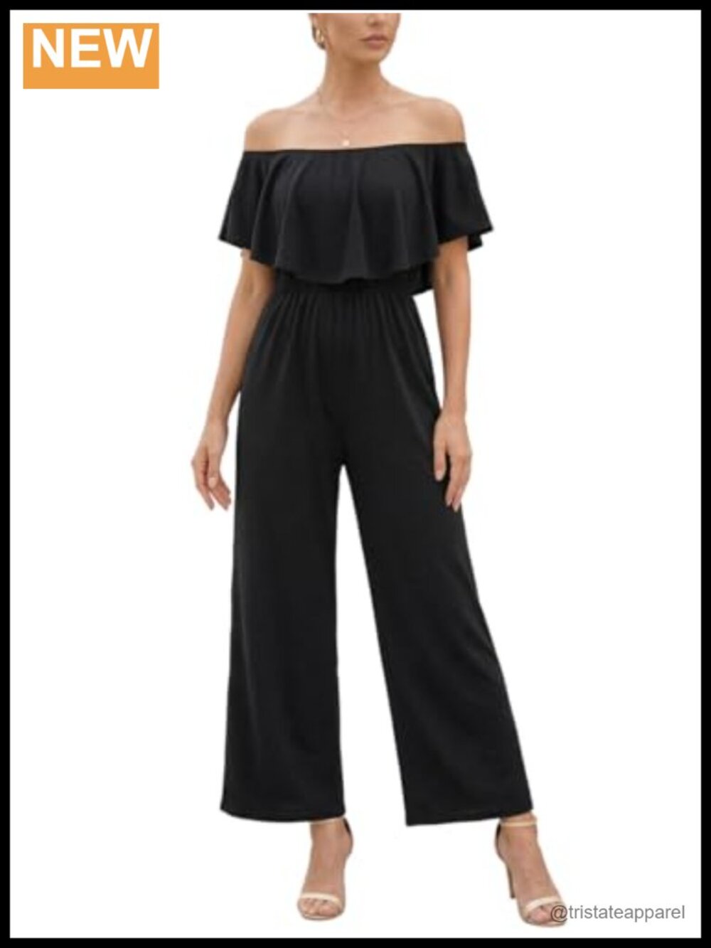 Off Shoulder Wide Leg Jumpsuit Smocked Elastic Waist Vacation